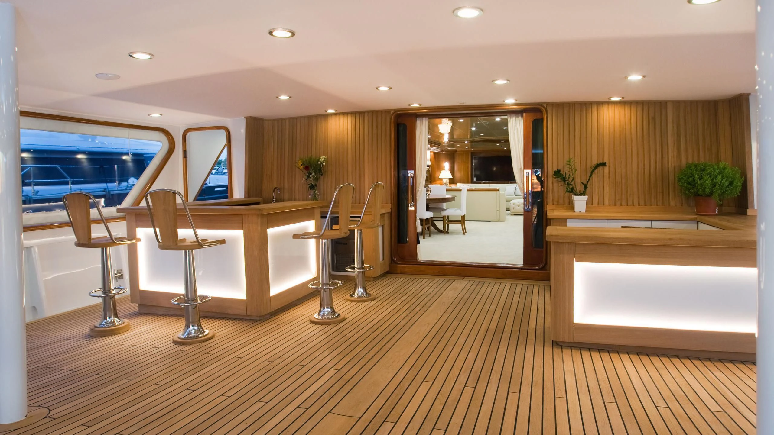 a large open office space aboard WIND OF FORTUNE Yacht for Charter