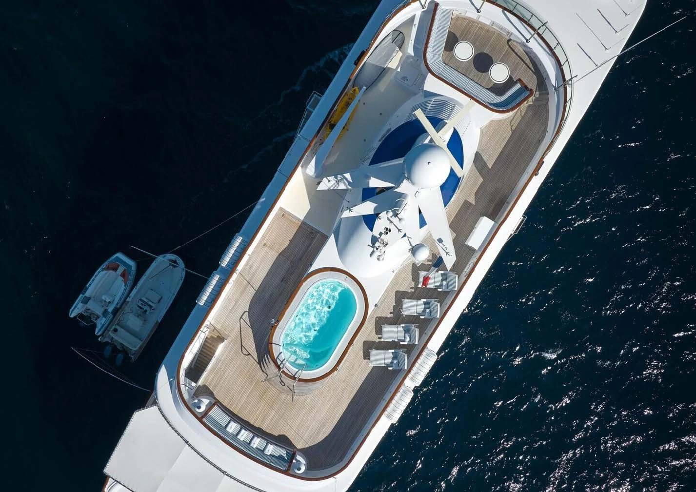 a space ship with a satellite aboard LADY BEATRICE Yacht for Sale