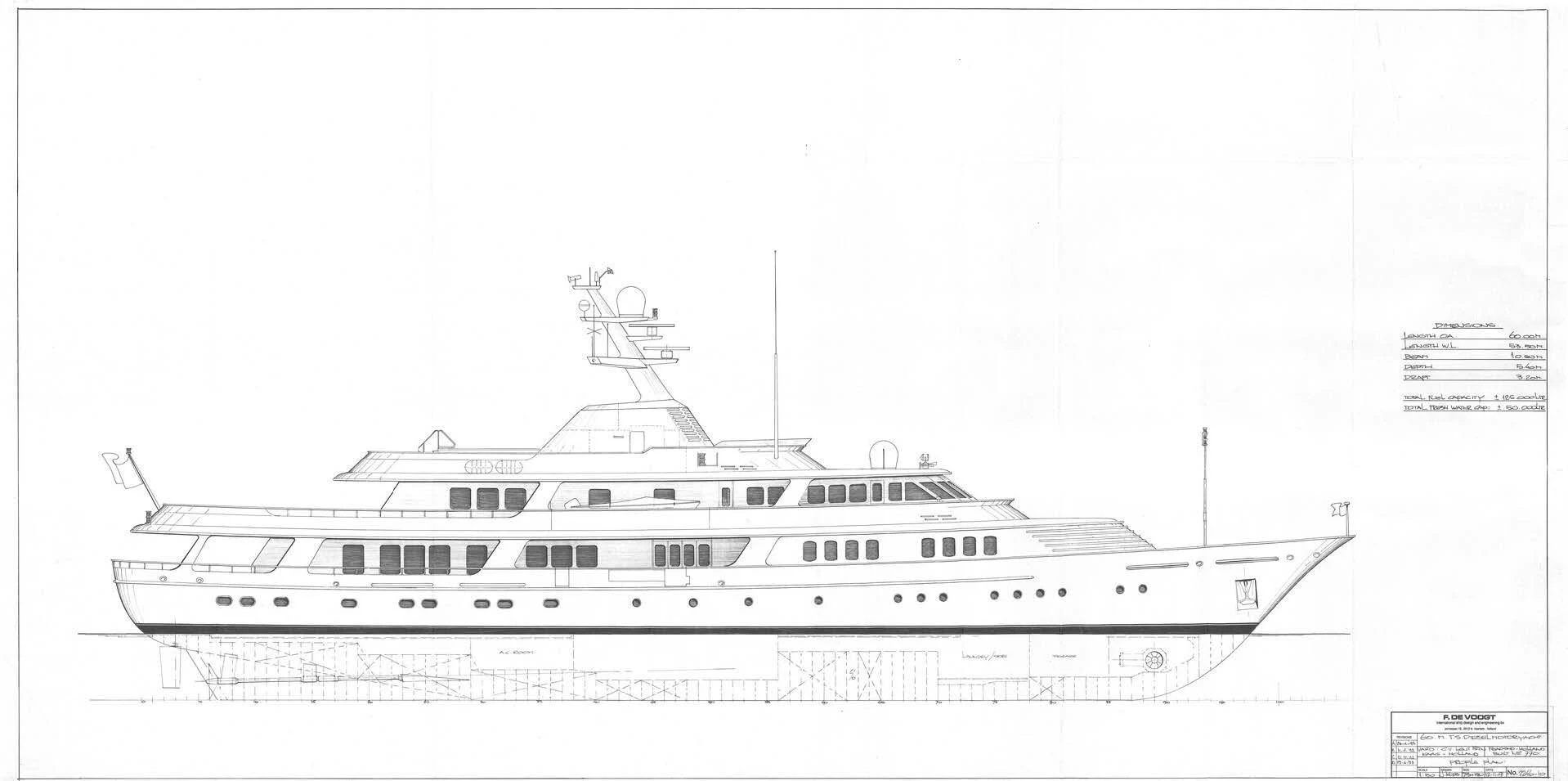 diagram, engineering drawing aboard LADY BEATRICE Yacht for Sale