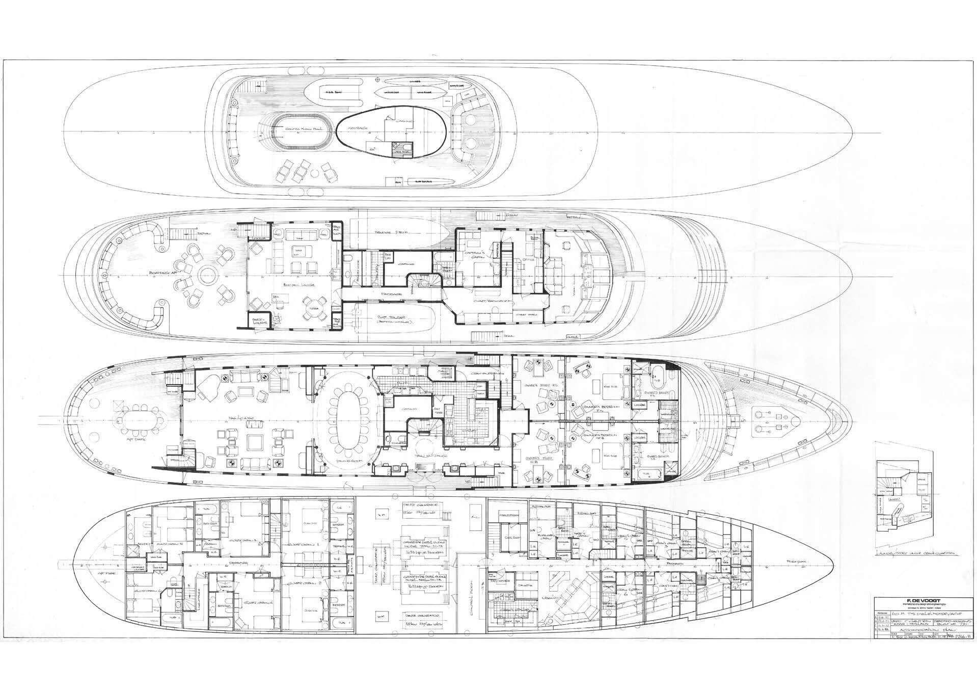 diagram, engineering drawing aboard LADY BEATRICE Yacht for Sale