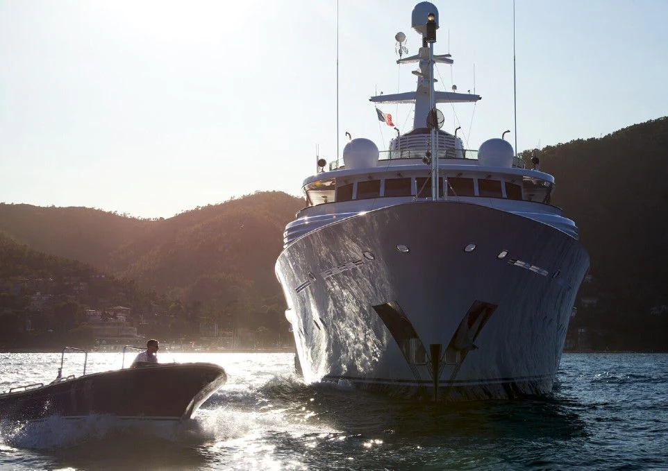 a large boat on the water aboard LADY BEATRICE Yacht for Sale