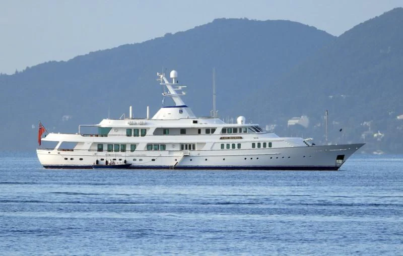 a large white boat in the water aboard LADY BEATRICE Yacht for Sale