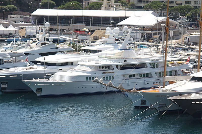 a group of boats in a harbor aboard LADY BEATRICE Yacht for Sale