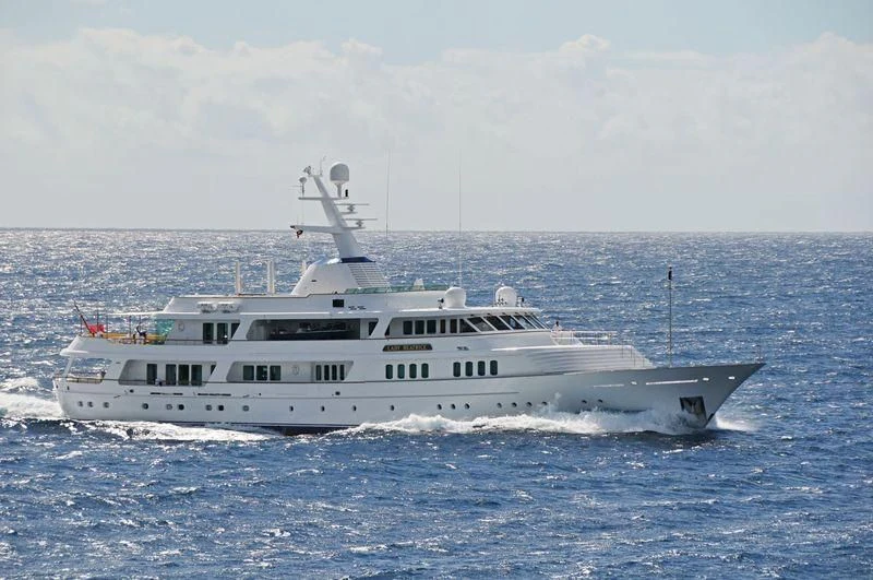 a large white boat in the water aboard LADY BEATRICE Yacht for Sale