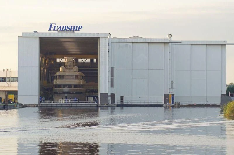 a building with a large white container aboard PROMISE Yacht for Sale