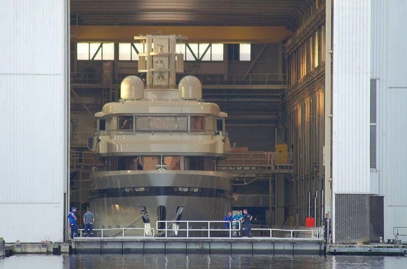 a large ship in a building aboard PROMISE Yacht for Sale