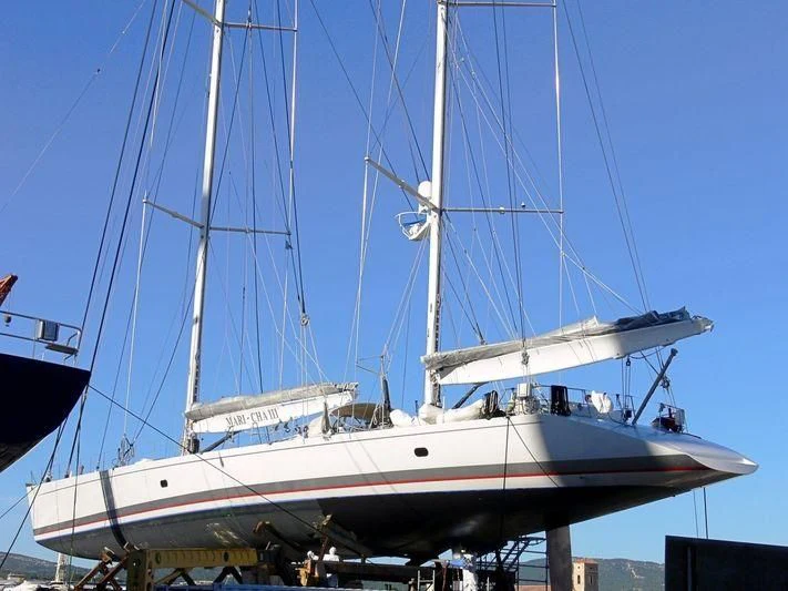 a large white yacht aboard MARI-CHA III Yacht for Sale