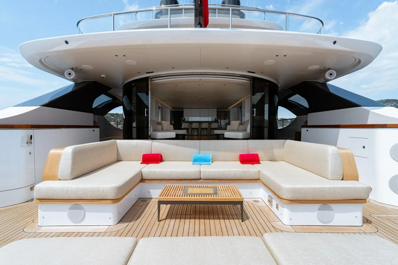a modern house with a large open roof aboard WAVE Yacht for Sale
