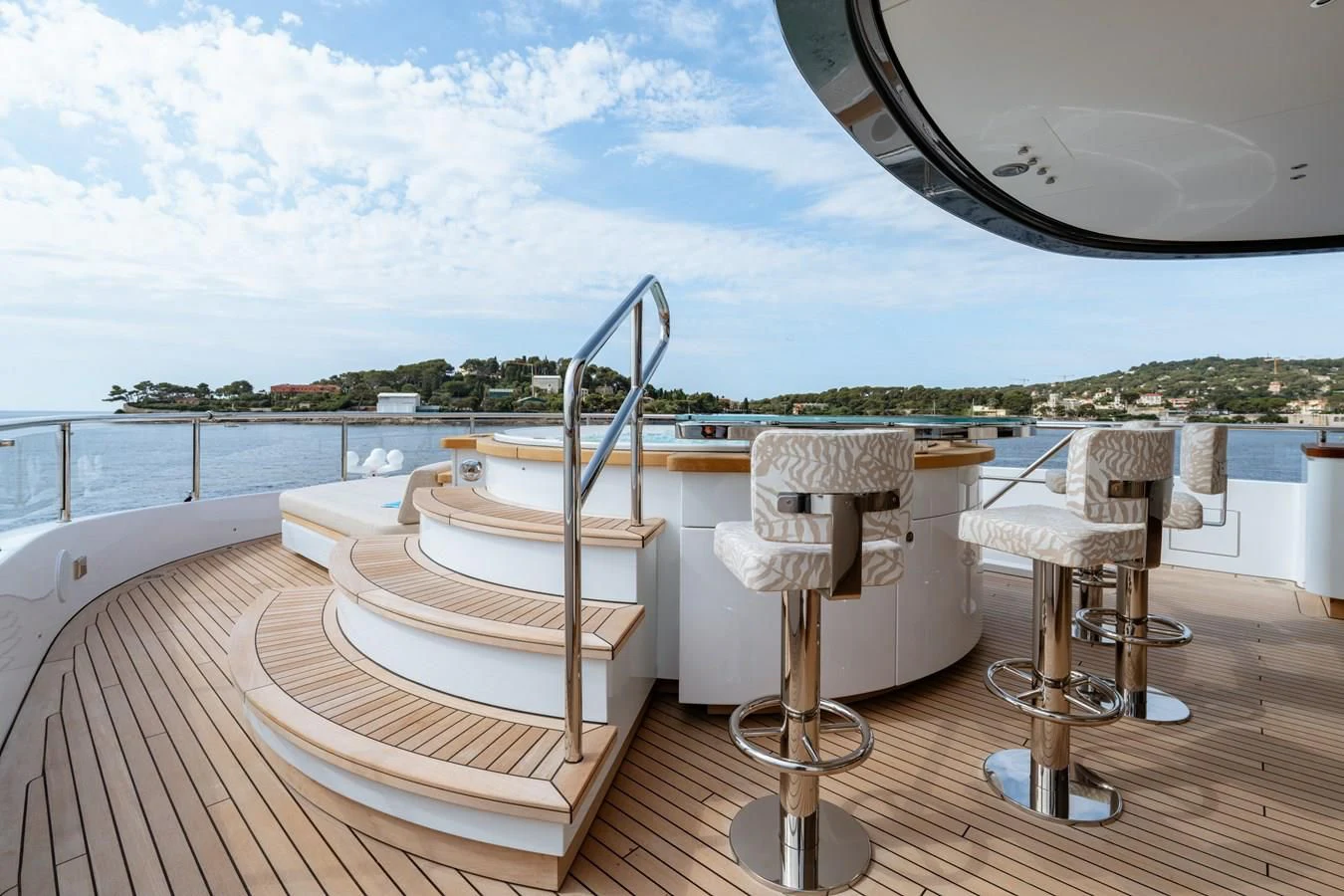 a boat on a deck aboard WAVE Yacht for Sale