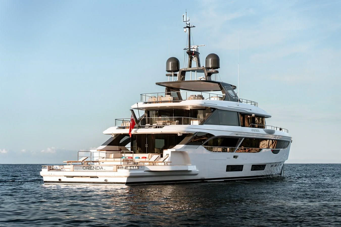 a large white ship in the water aboard WAVE Yacht for Sale
