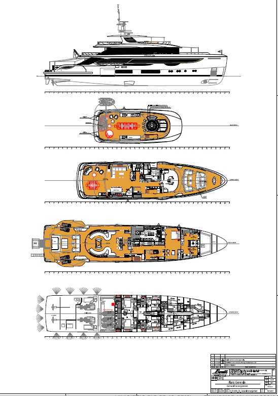 diagram, engineering drawing aboard WAVE Yacht for Sale