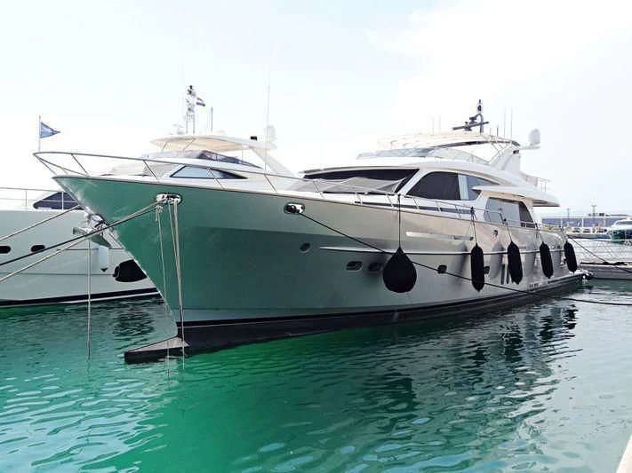 a white yacht in the water aboard ANEMELI Yacht for Sale