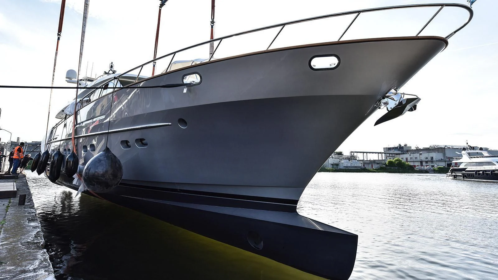 a boat with a large body of water and a group of people on it aboard ANEMELI Yacht for Sale