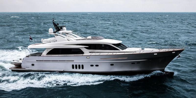 a white yacht in the water aboard ANEMELI Yacht for Sale