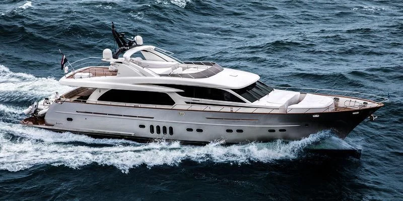 a white yacht in the water aboard ANEMELI Yacht for Sale