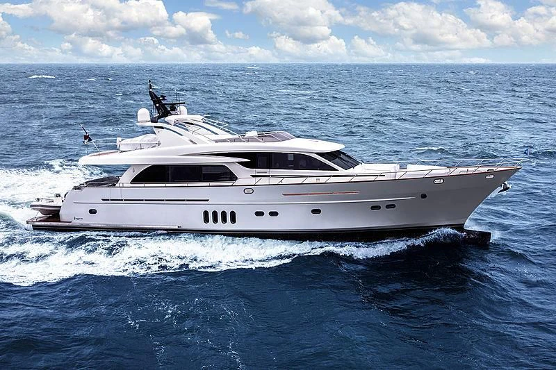 a white yacht in the water aboard ANEMELI Yacht for Sale