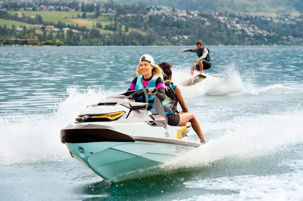 a group of people on a jet ski aboard MEMORIES Yacht for Sale
