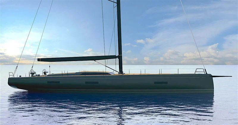a green boat in the water aboard ESSENTIA Yacht for Sale