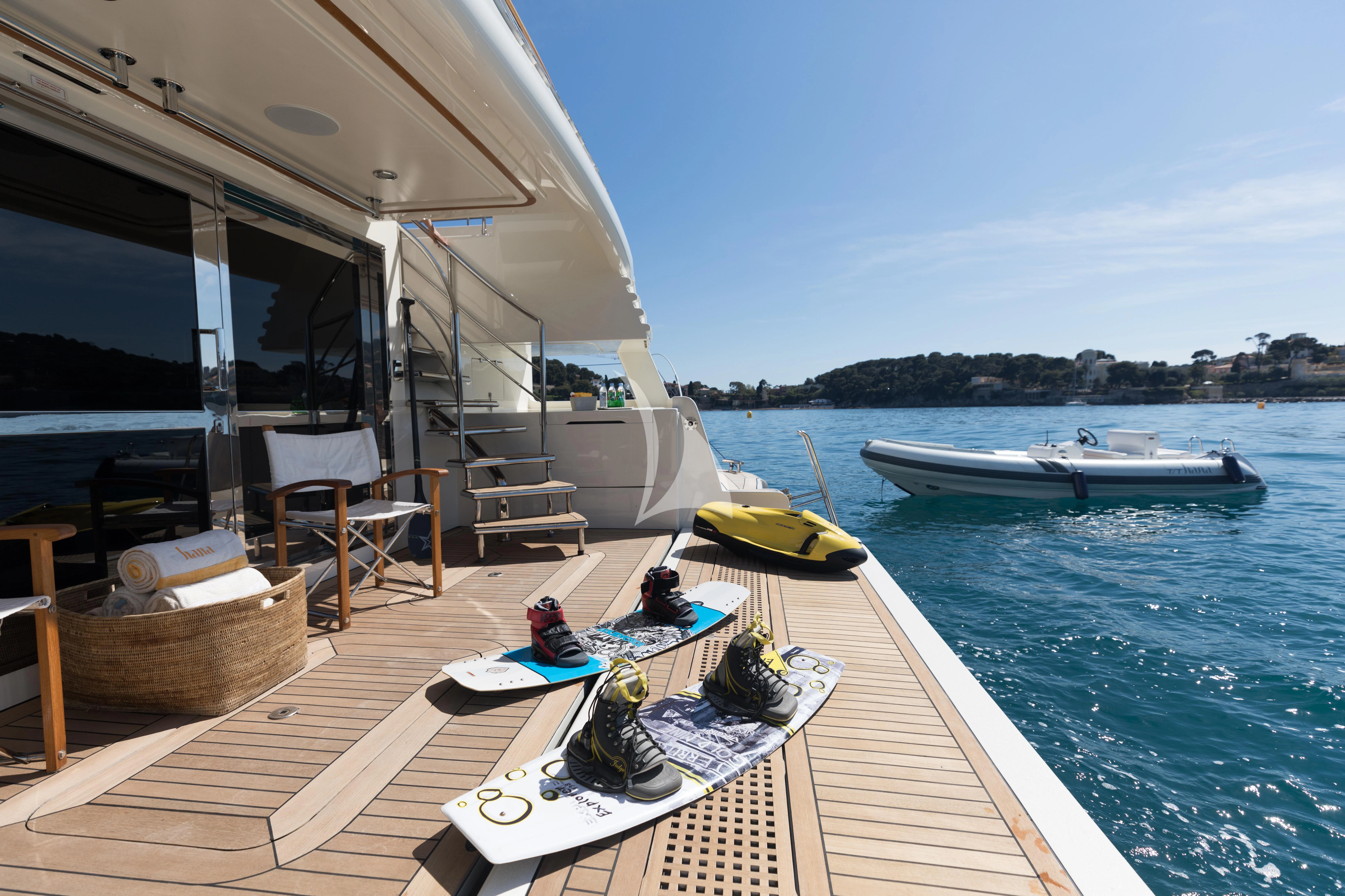 a boat on the water aboard HANA Yacht for Charter