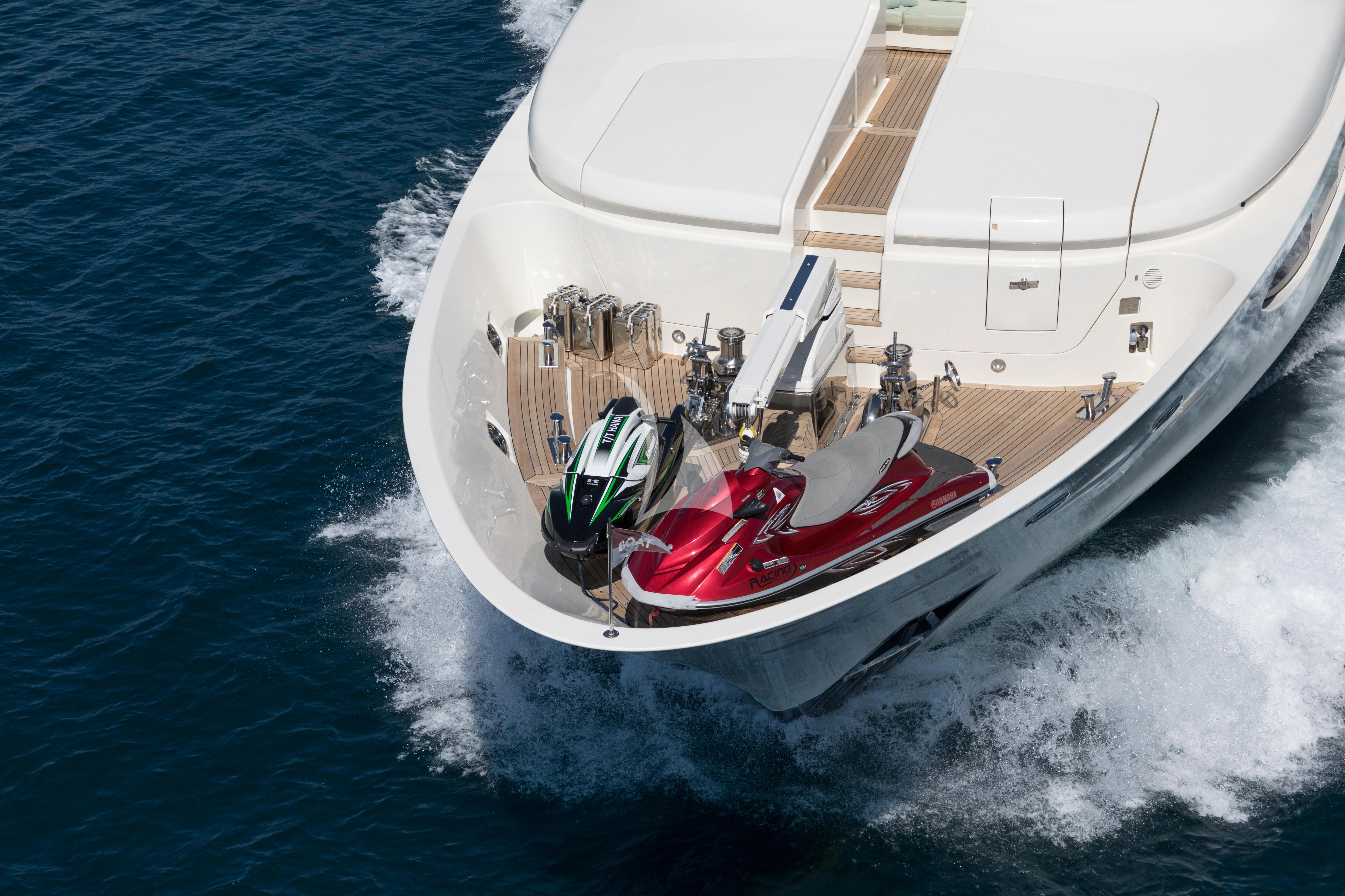 a boat with a motor aboard HANA Yacht for Charter
