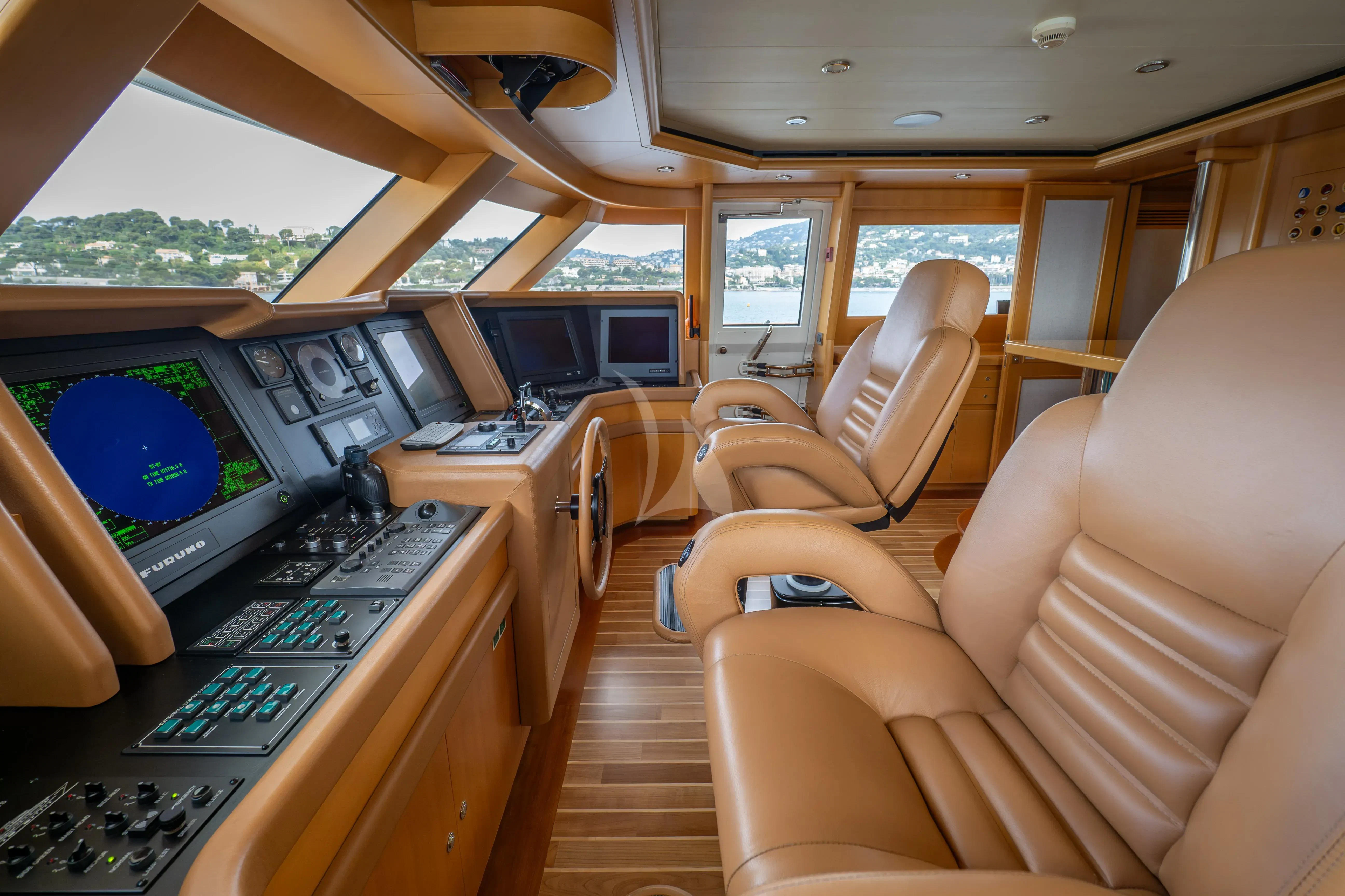 inside of a car aboard HANA Yacht for Charter