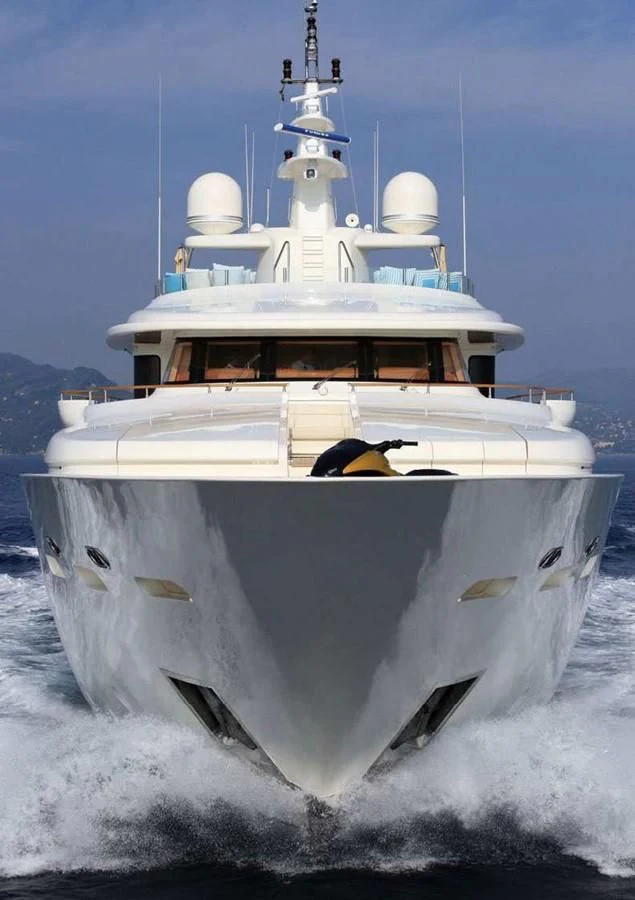 a large white ship aboard HANA Yacht for Charter