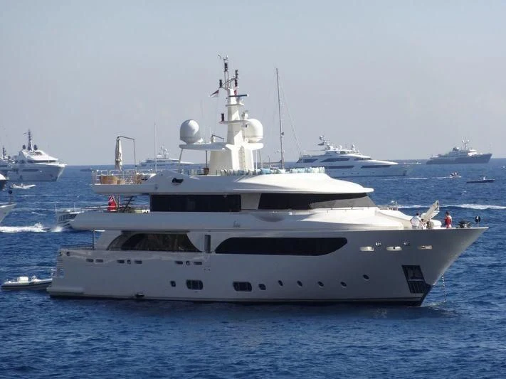 a white yacht in the water aboard HANA Yacht for Charter