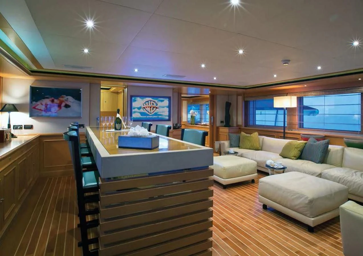 a kitchen and living room aboard HANA Yacht for Charter