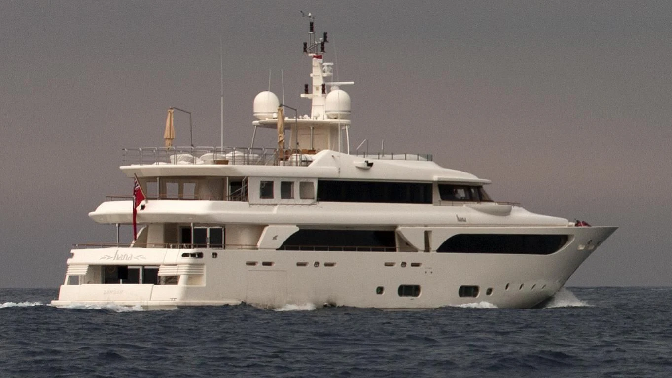 a large white boat in the water aboard HANA Yacht for Charter