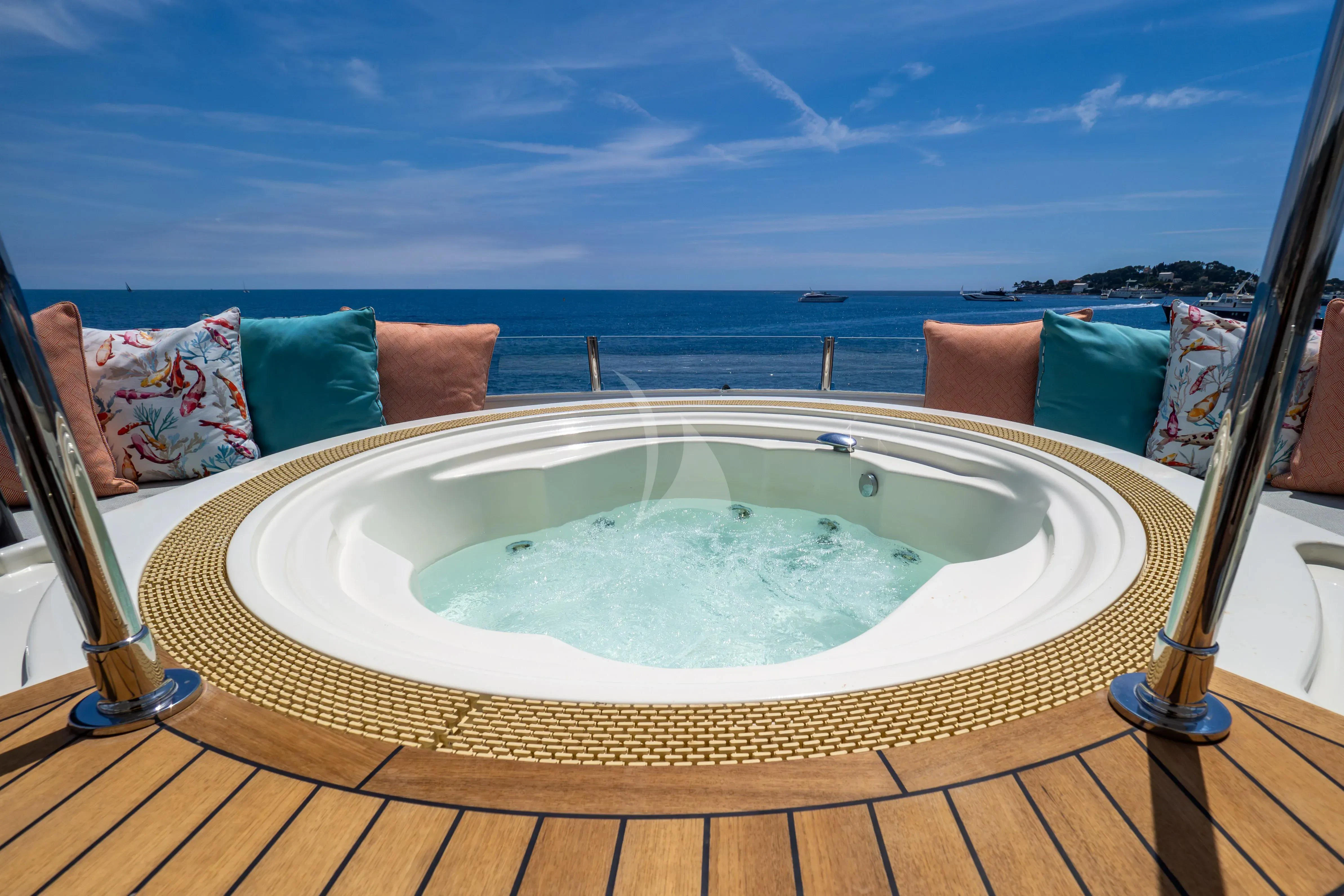 a tub on a deck aboard HANA Yacht for Charter