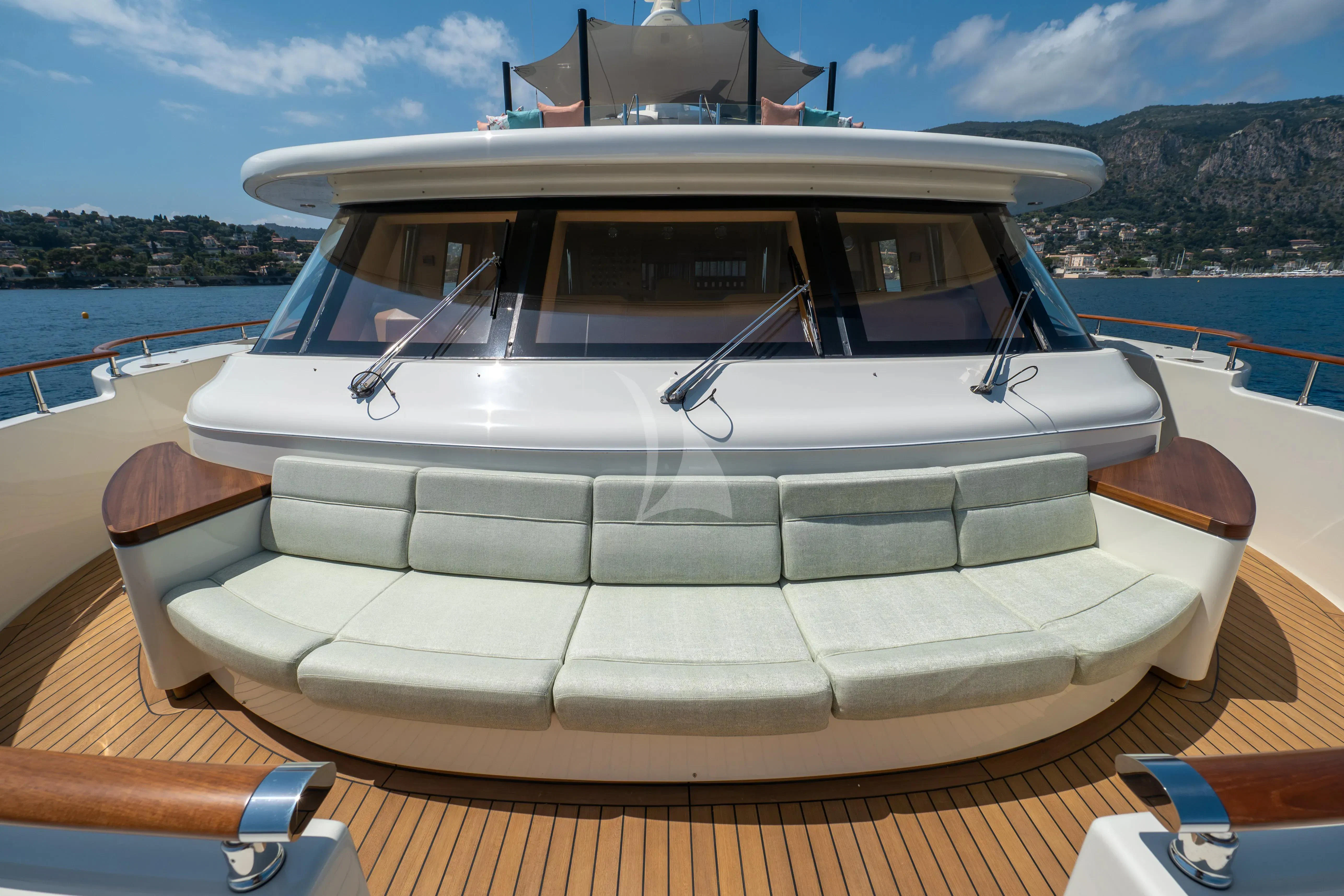 a boat on a deck aboard HANA Yacht for Charter