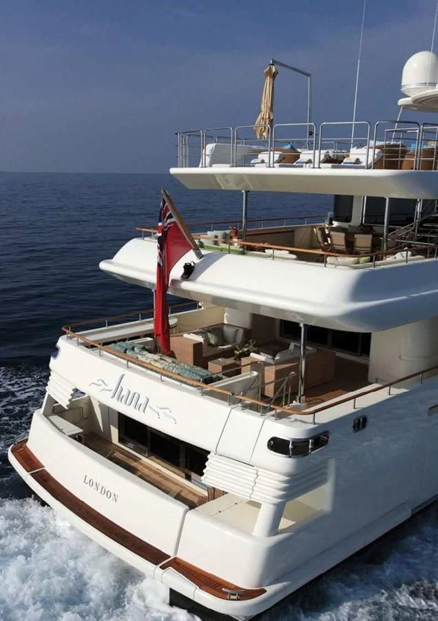a boat on the water aboard HANA Yacht for Charter