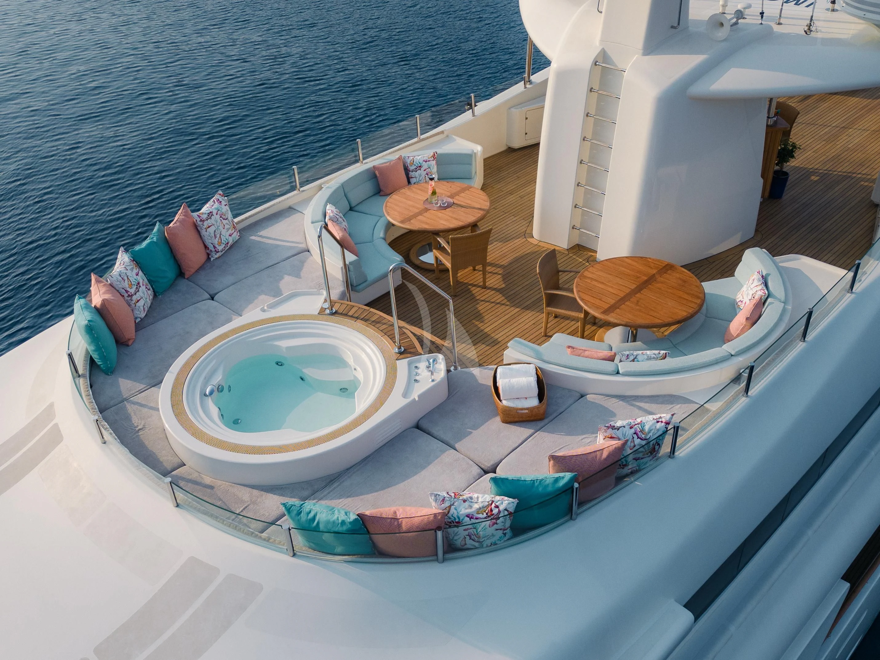 a pool on a boat aboard HANA Yacht for Charter