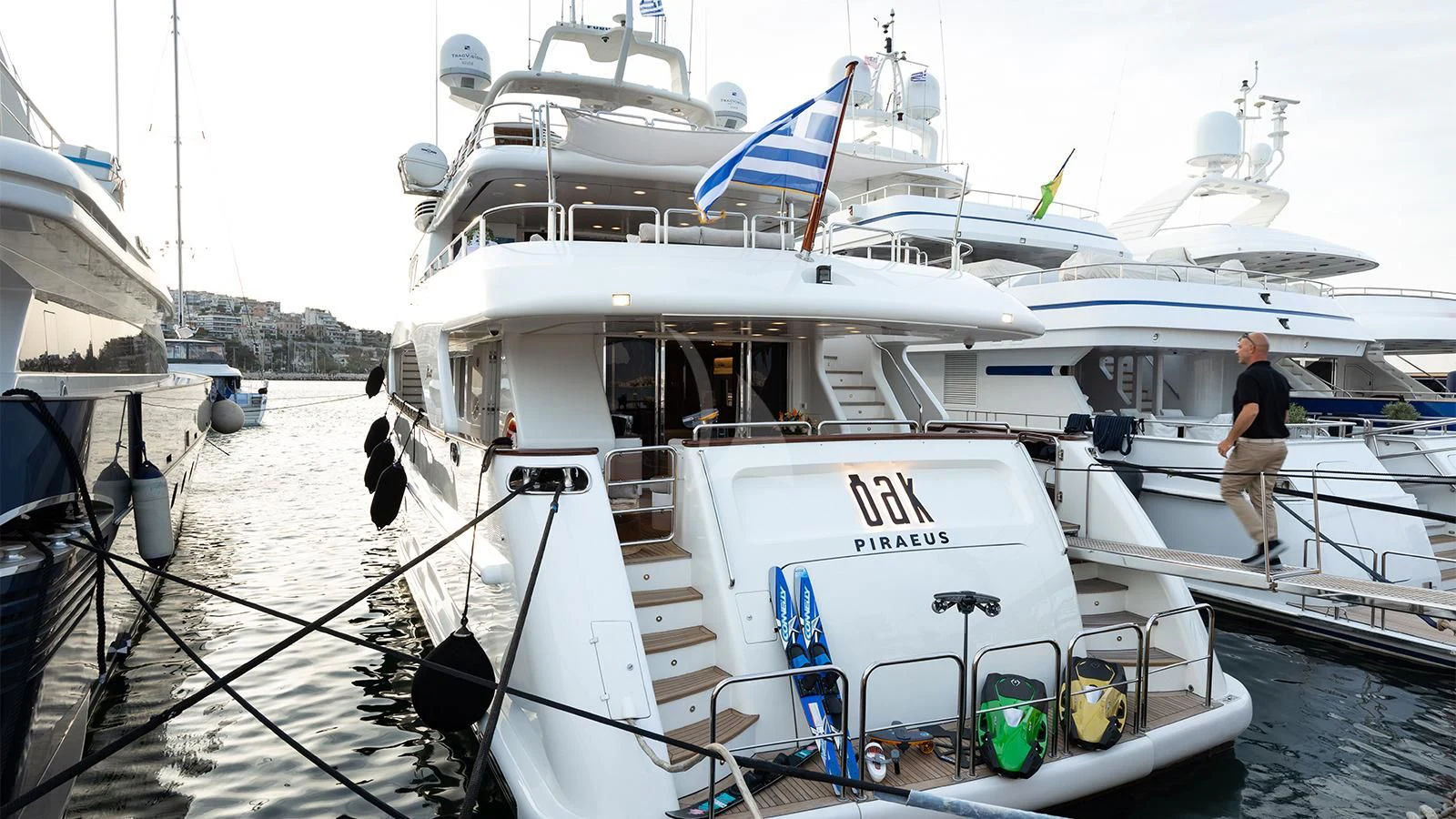 a person walking on a boat aboard OAK Yacht for Charter