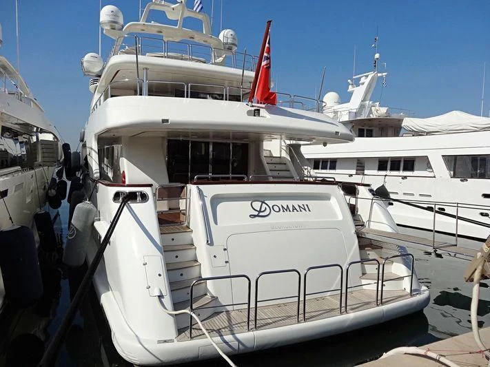 a boat docked at a pier aboard OAK Yacht for Charter