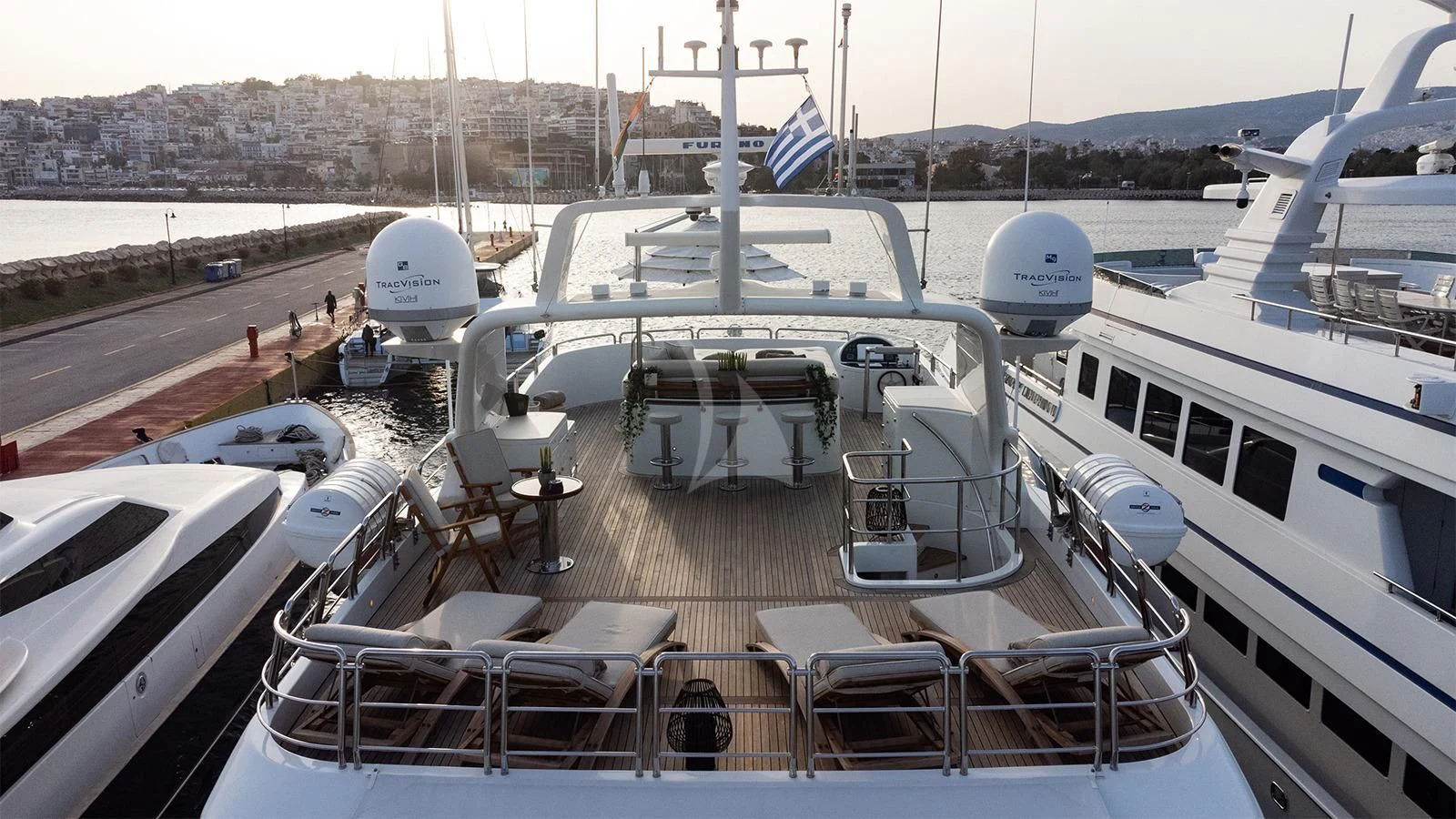 a deck of a boat aboard OAK Yacht for Charter