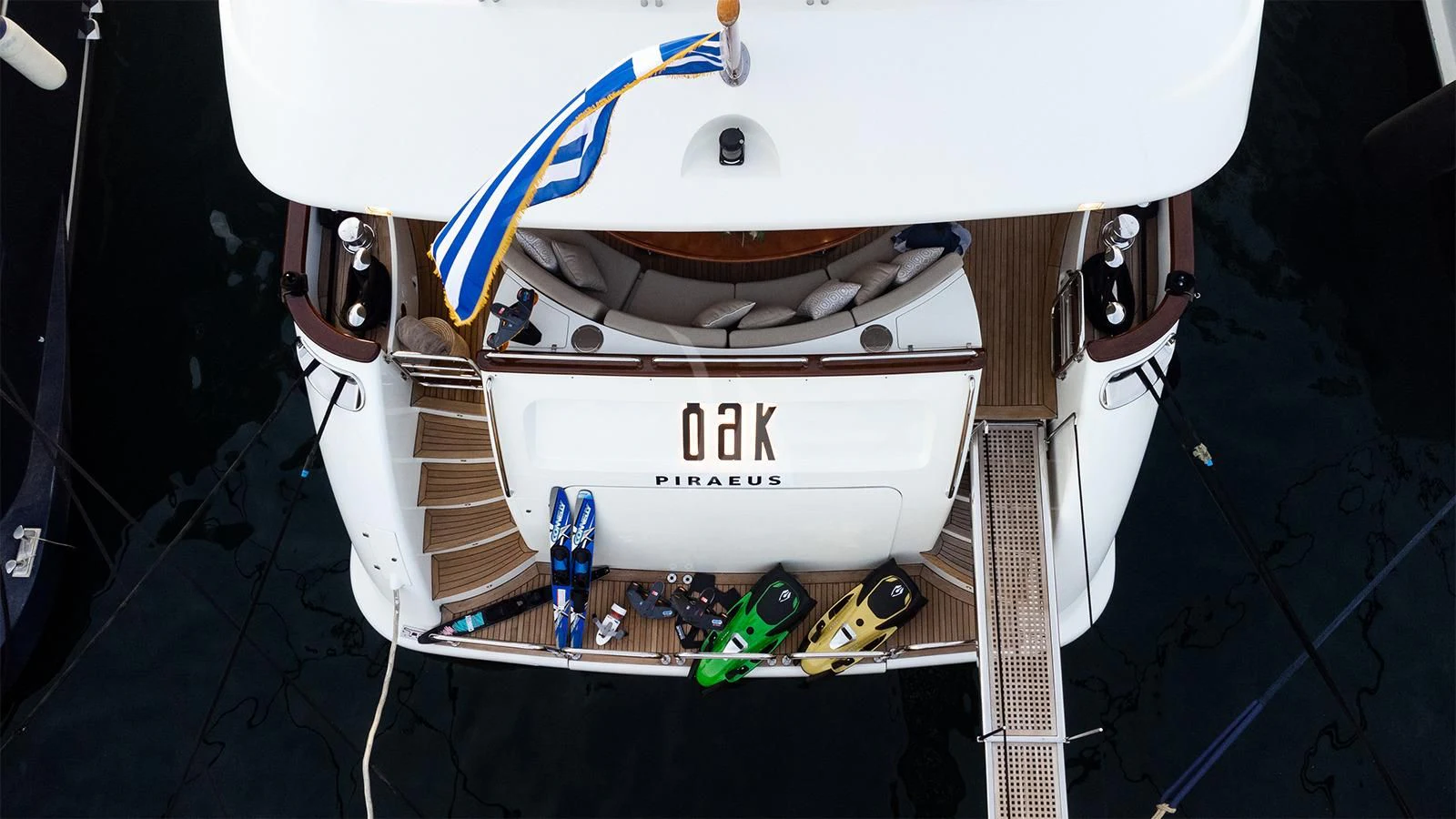 a white machine with wires and a blue and white background aboard OAK Yacht for Charter