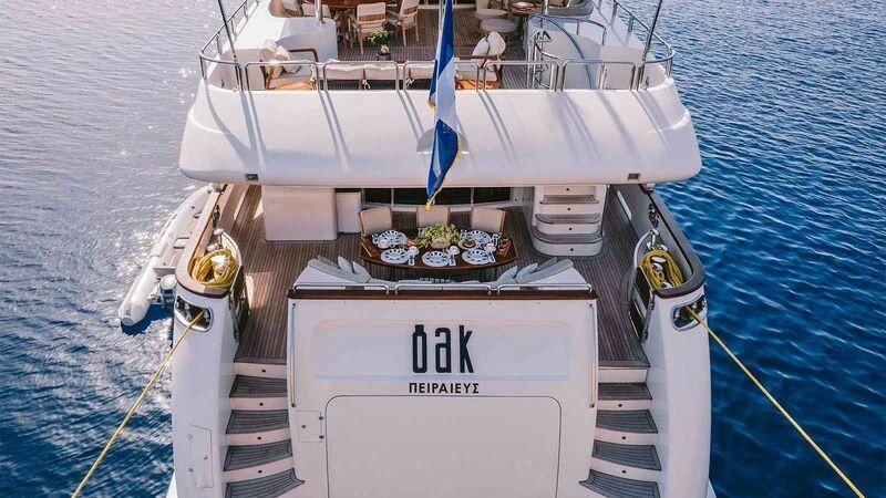a boat on the water aboard OAK Yacht for Charter
