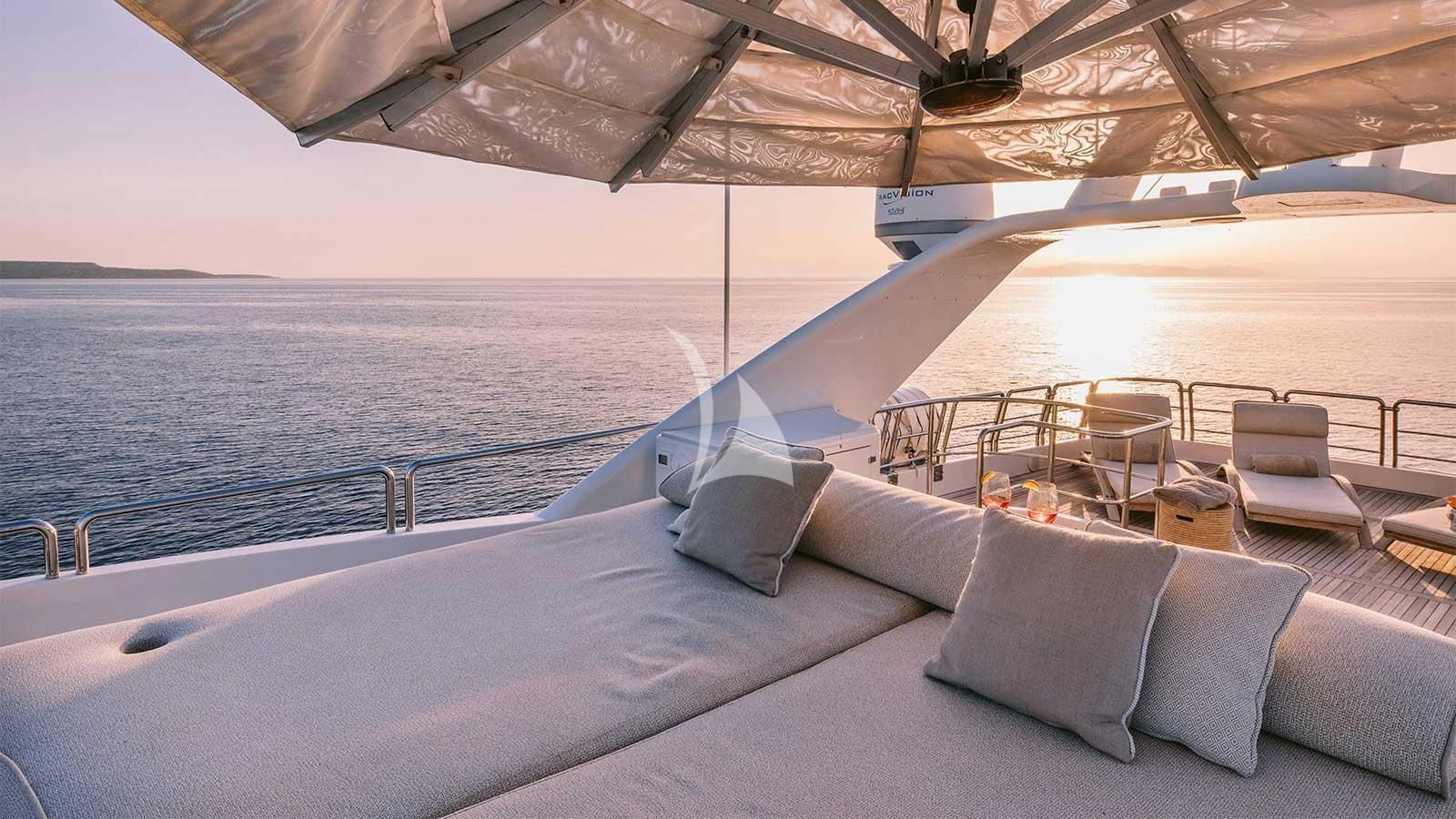 a lounge area on a boat aboard OAK Yacht for Charter