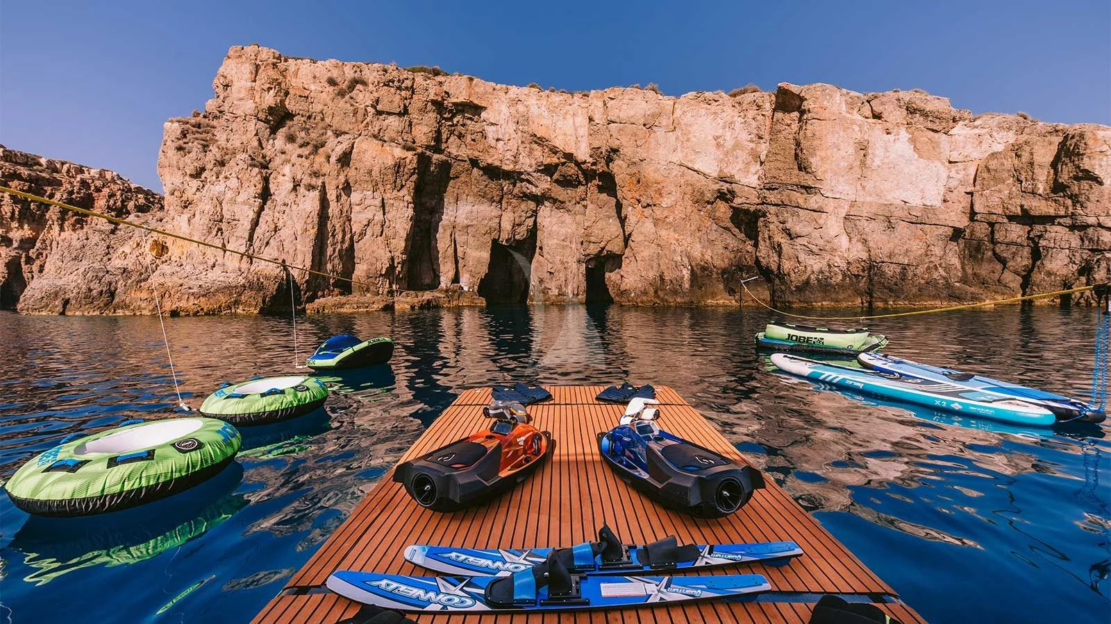 boats on a dock aboard OAK Yacht for Charter