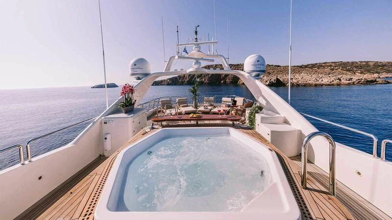 a boat on the water aboard OAK Yacht for Charter