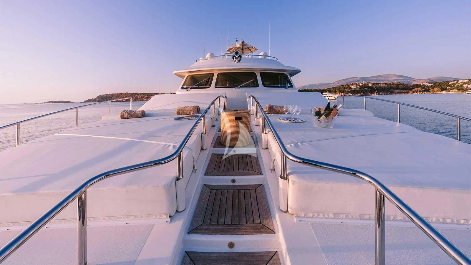 a boat on a dock aboard OAK Yacht for Charter