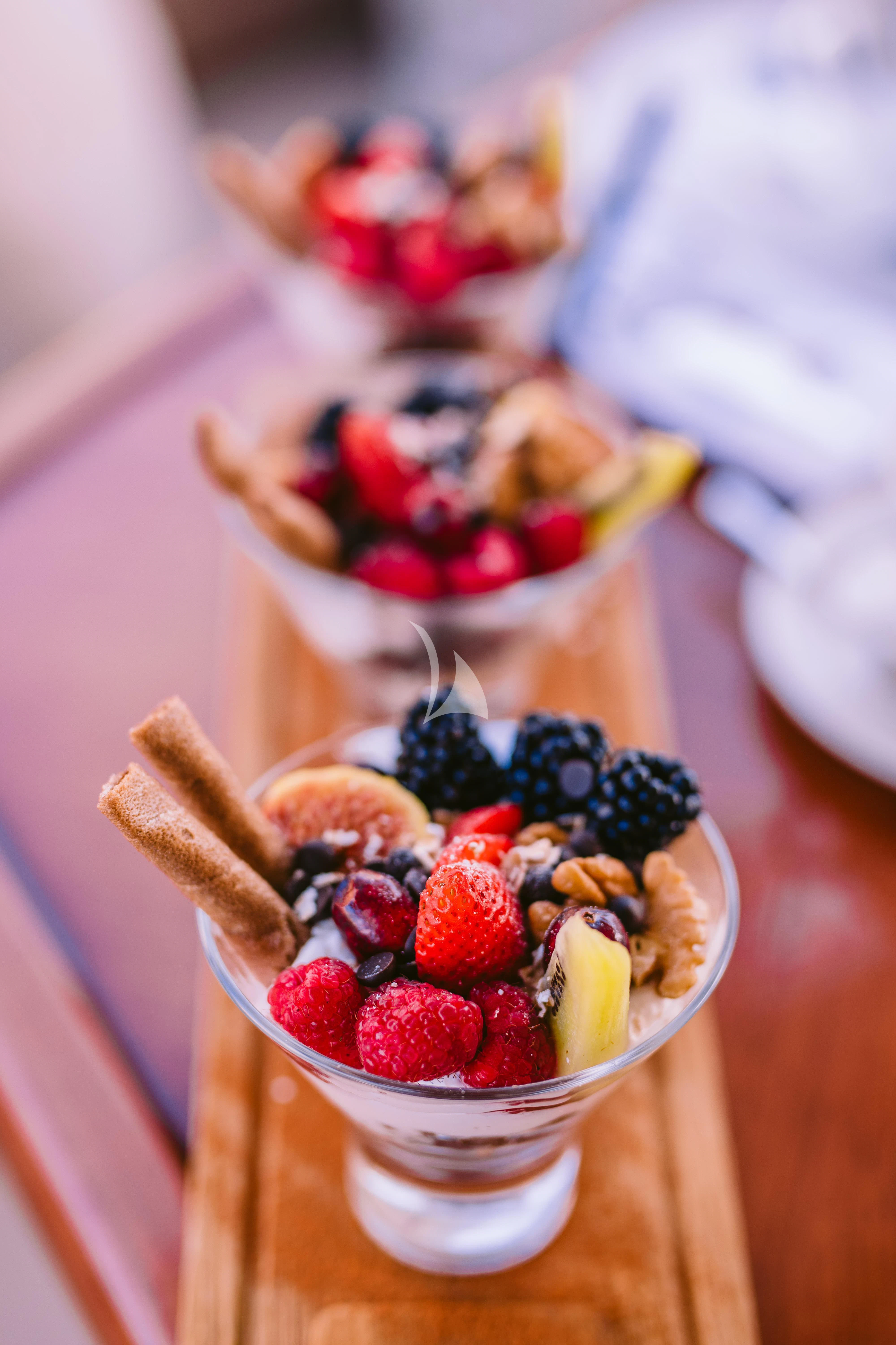 a bowl of food aboard OAK Yacht for Charter