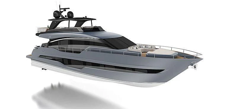 a black and white model of a boat aboard CRANCHI SETTANTOTTO 78/01 Yacht for Sale