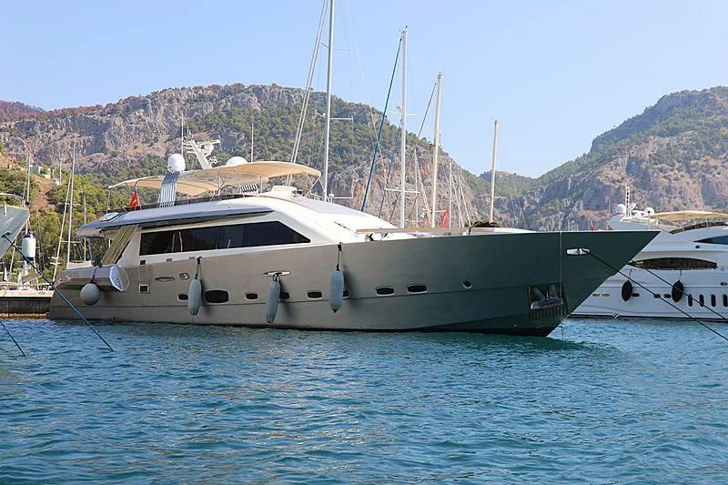 a group of boats are parked in the water aboard GOLDEN K Yacht for Sale