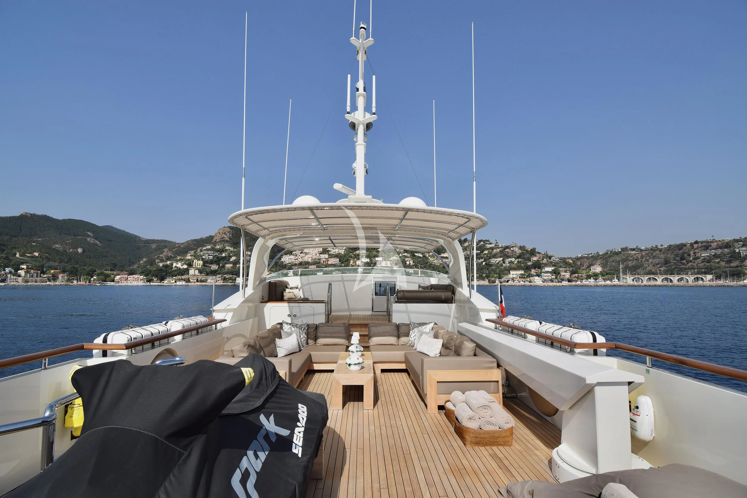 a boat on a dock aboard ORIZZONTE Yacht for Sale