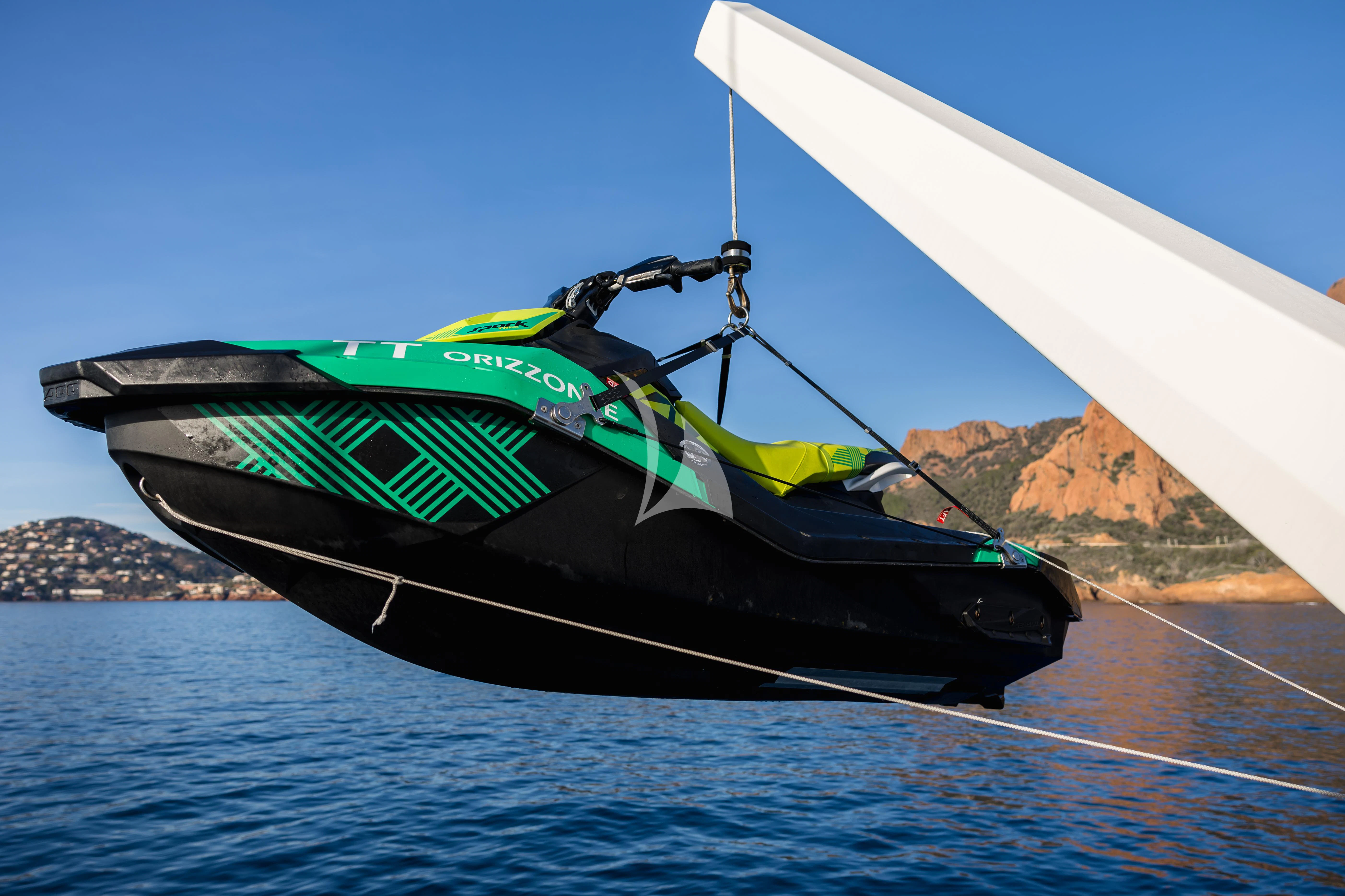 a boat on the water aboard ORIZZONTE Yacht for Sale