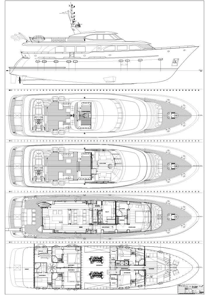diagram, engineering drawing aboard ORIZZONTE Yacht for Sale
