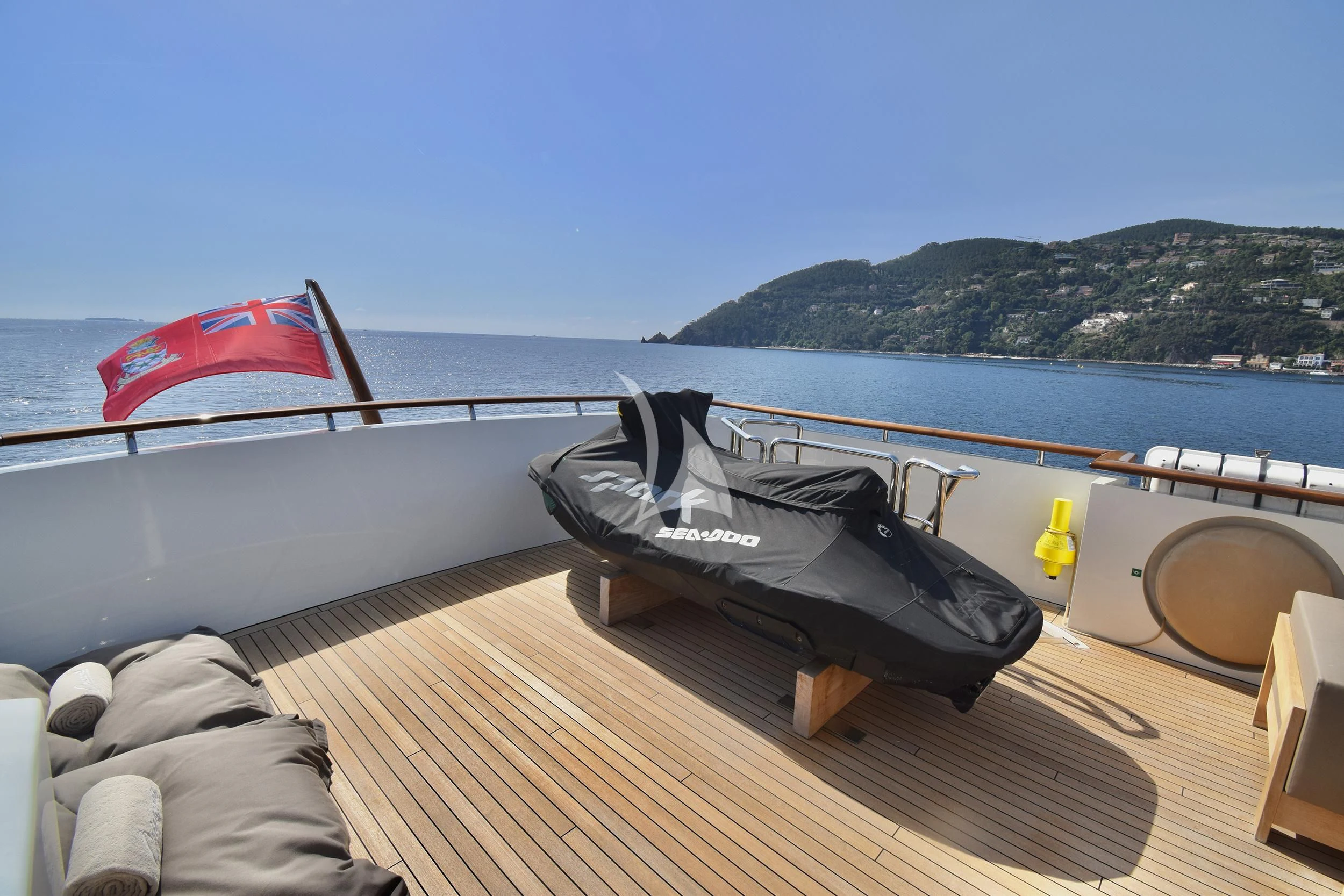a boat on a deck aboard ORIZZONTE Yacht for Sale