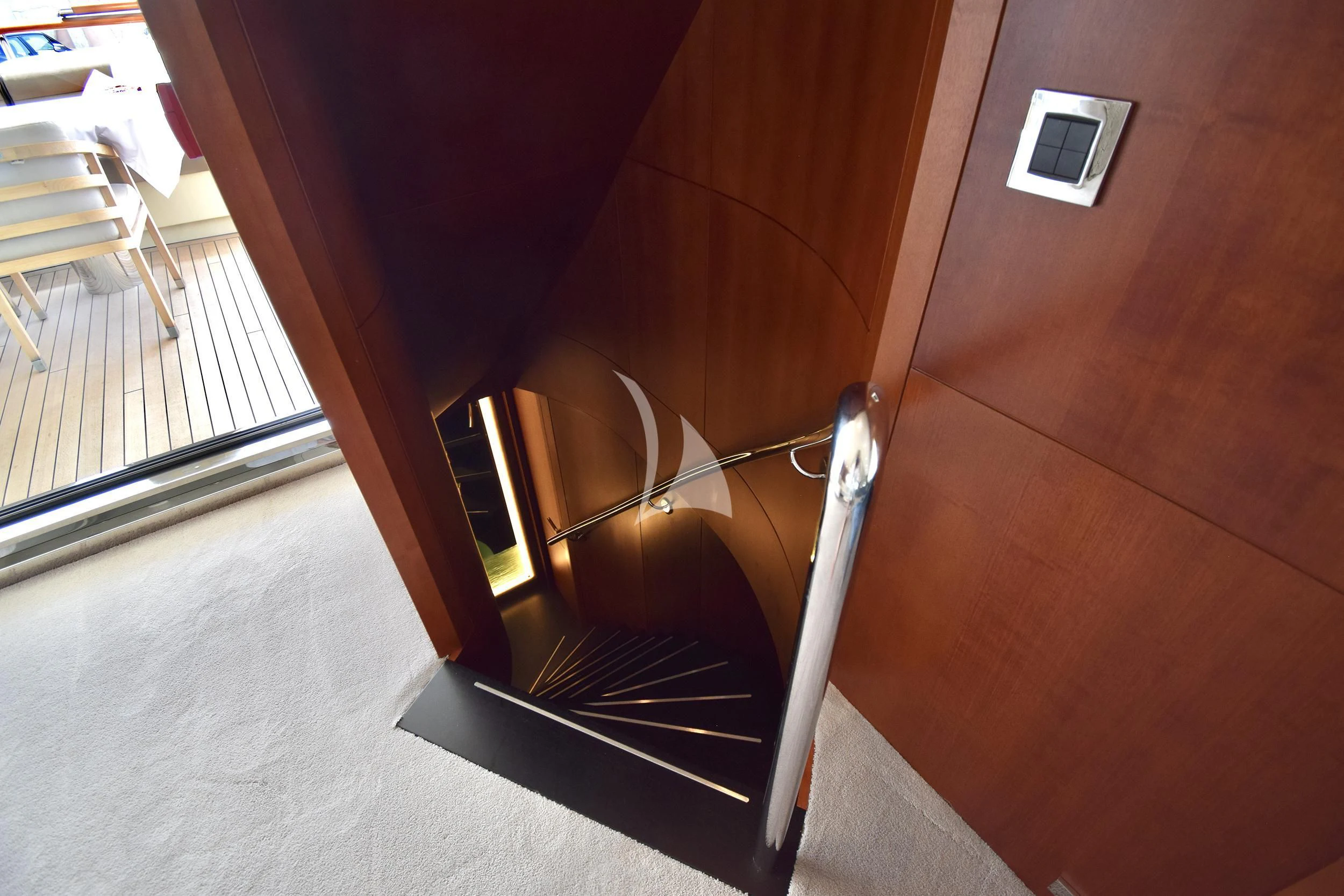 a car with a door open aboard ORIZZONTE Yacht for Sale